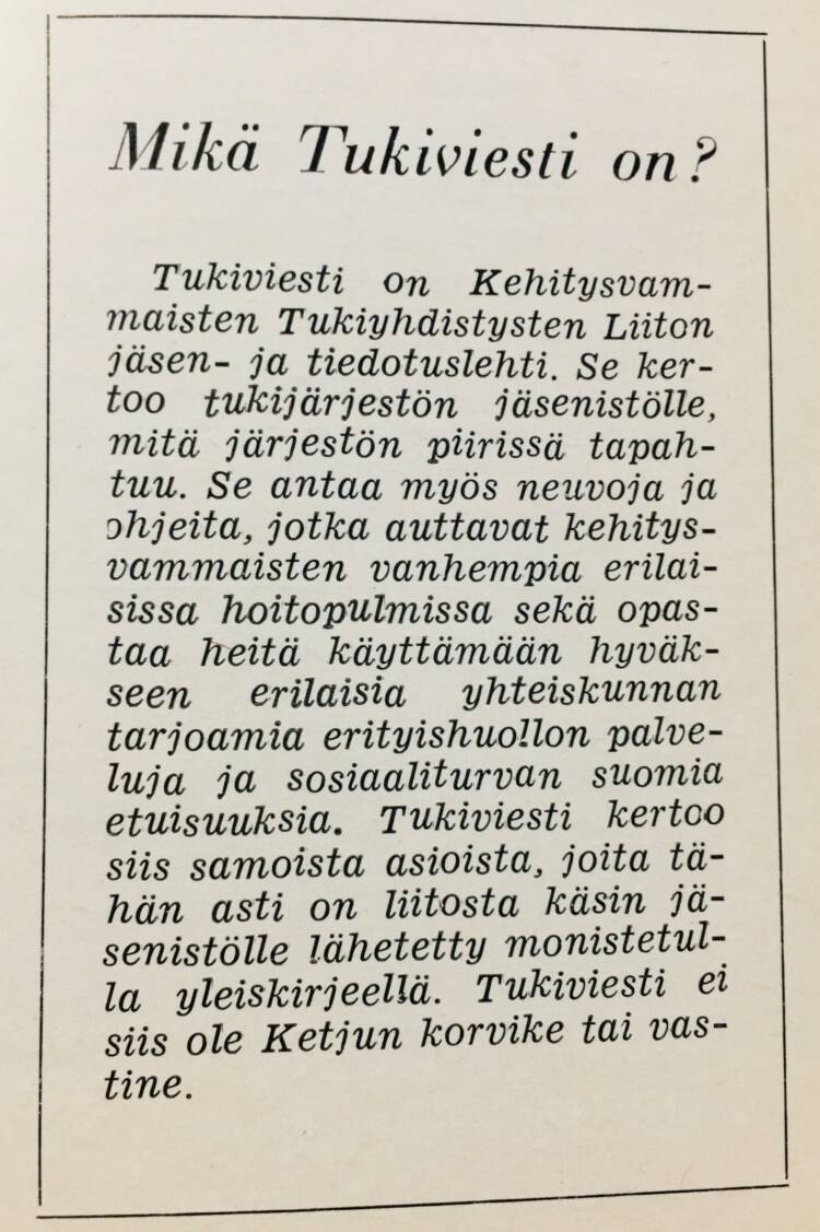 vanha lehtileiki "mikä tukiviesti on?"